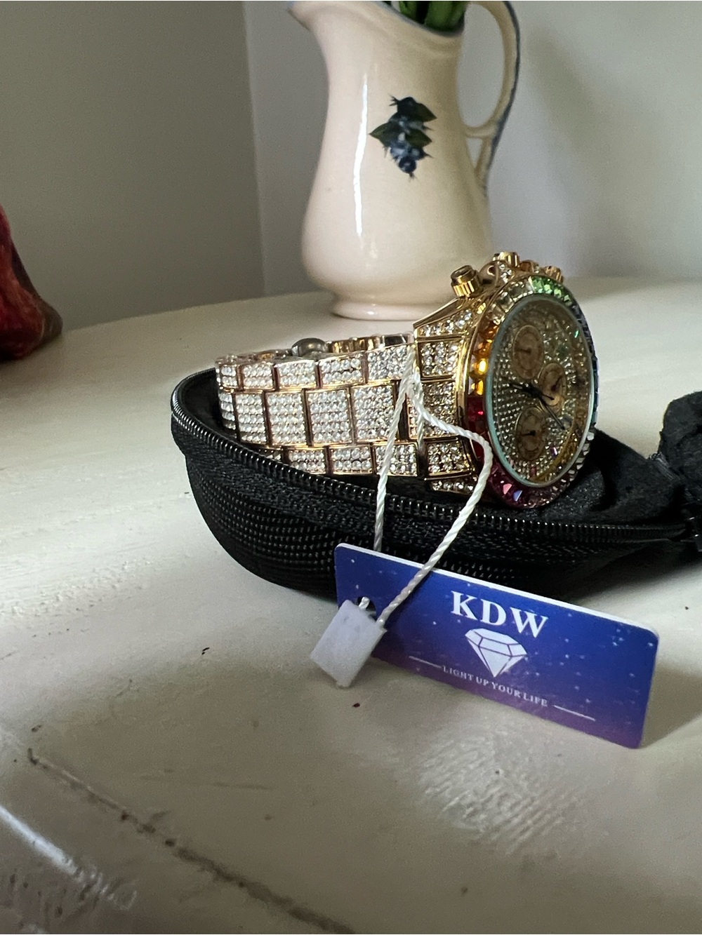 Gold-Tone Rainbow Crystal Unisex Chronograph Watch 
Iced Spectrum Quartz Movemen - Picture 3 of 6